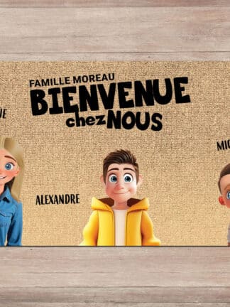 Paillasson personnalisé - Famille en dessin animé