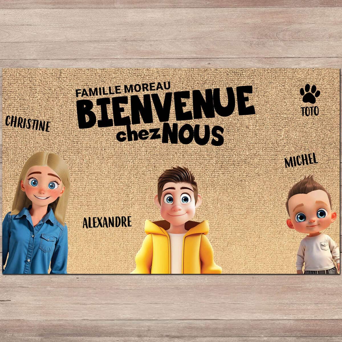 Paillasson personnalisé - Famille en dessin animé