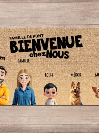 Paillasson personnalisé - Famille en dessin animé