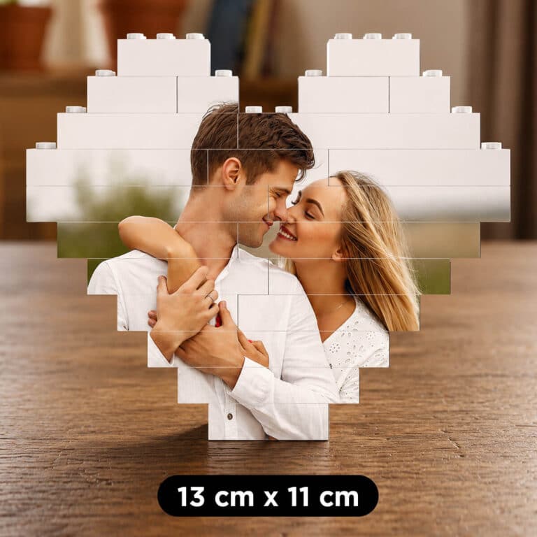 Puzzle Photo Cœur en Briques Personnalisé