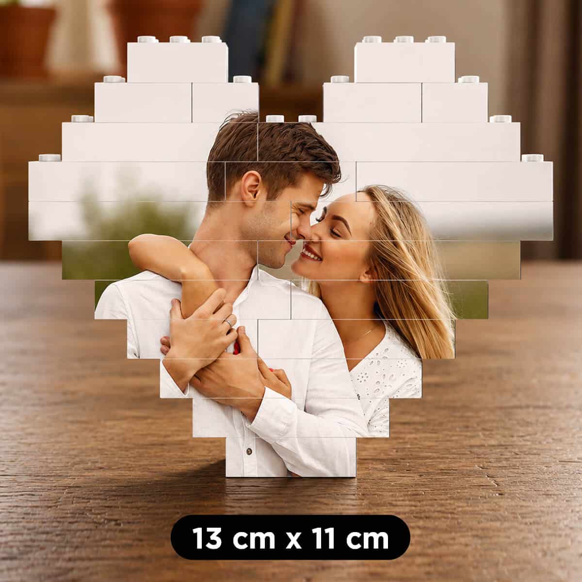 Puzzle Photo Cœur en Briques Personnalisé