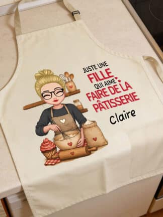 Tablier personnalisé - Juste une fille qui aime faire de la pâtisserie